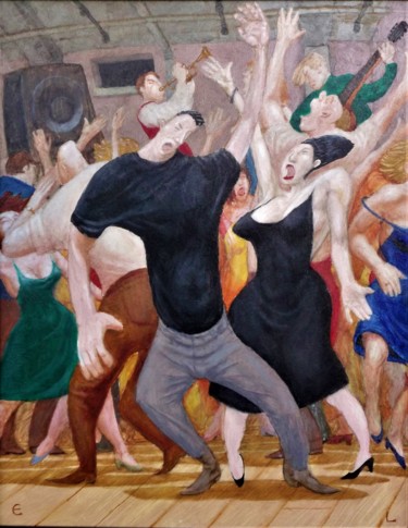 Peinture intitulée "Grange Hall Dance" par Edwin Loftus, Œuvre d'art originale, Huile