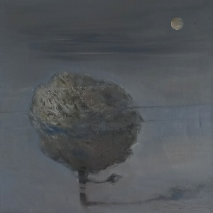 Painting titled "Moon Light" by Nandi Veseli, Original Artwork, Oil